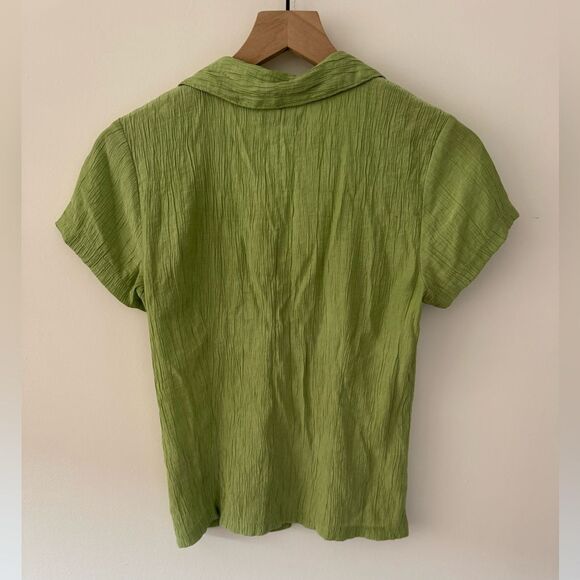 Madewell Green Plisse Short Sleeve Button Down Shirt Small - Picture 4 of 8